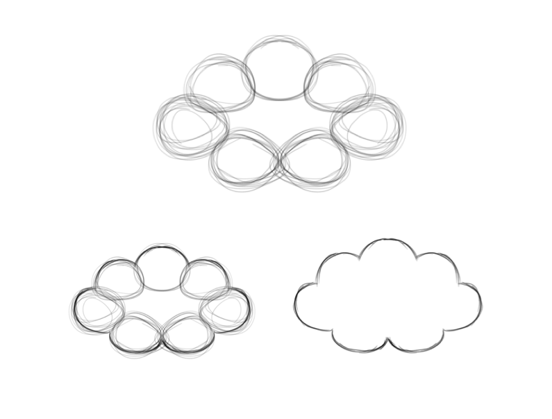 Fácil dibujo en la nube kawaii, paso 1
