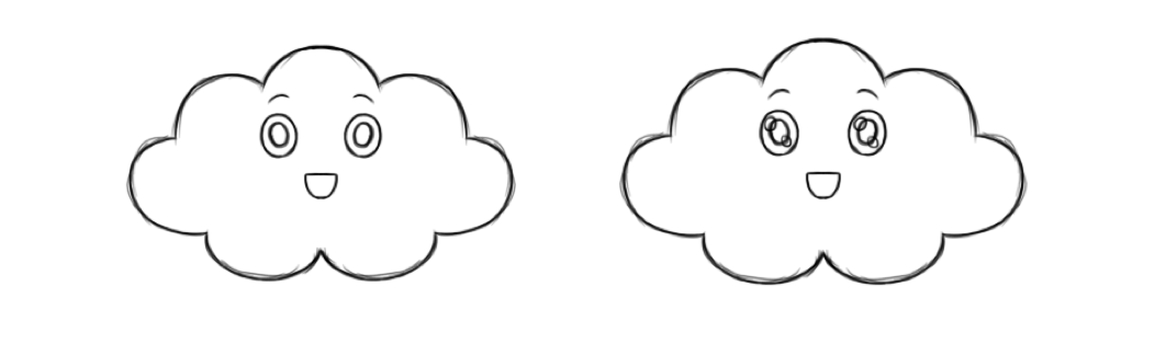 Fácil dibujo en la nube kawaii, paso 2