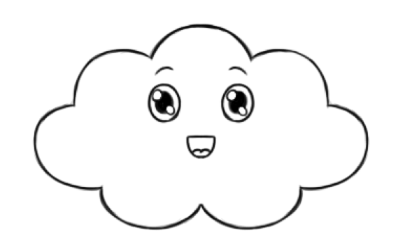 Fácil dibujo en la nube kawaii, paso 3