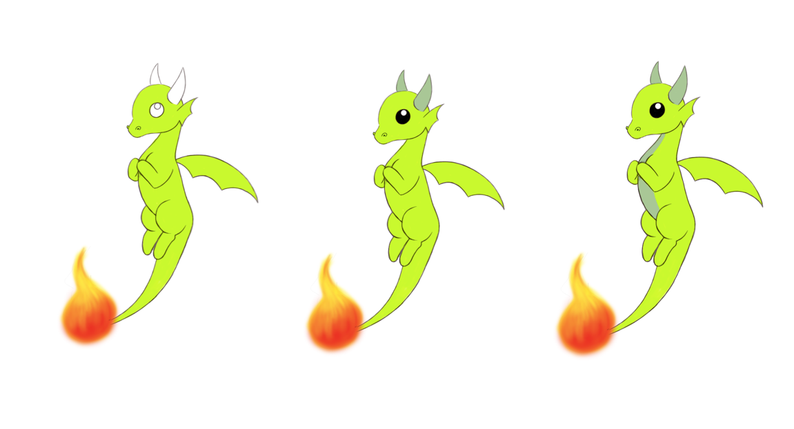 Fácil dibujo de un dragón con color.