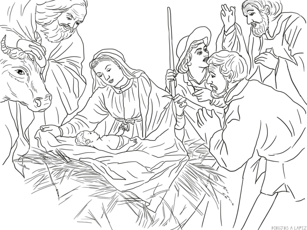 ᐈ Dibujos de Nacimiento de Jesus【TOP 30】Para colorear