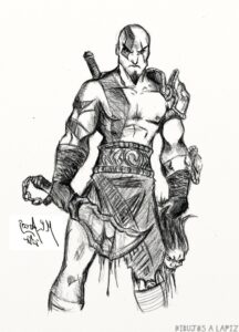dibujos de kratos a lapiz